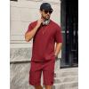 imageCOOFANDY Mens Shirt and Shorts Set 2 Piece Fashion Summer Tracksuits Cotton Oversized TShirts Cargo Shorts OutfitsRed