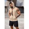 imageCOOFANDY Mens Workout Hooded Tank Tops 2 Pack Zip Up Sleeveless Gym Shirts Muscle Cut Off T Shirt Bodybuilding HoodiesBlackKhaki2pcs