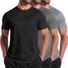 imageCOOFANDY Mens 3 Pack Workout T Shirts Short Sleeve Gym Bodybuilding Muscle Shirt Base Layer Fitness Tee TopsNblackDark GreyLight Grey
