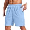 imageCOOFANDY Mens Gym Athletic Shorts with Zipper Pockets Quick Dry 7 Workout Running Training ShortsLight Blue
