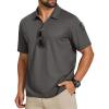imageCOOFANDY Mens Polo Shirts Short Sleeve Quick Dry Performance Golf Polos Tactical Work Shirts with Pen PocketDark Grey