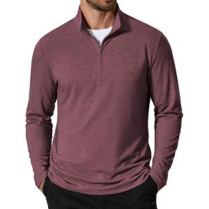imageCOOFANDY Mens Quarter Zip Pullover Sweatshirt Mock Neck Golf Shirts Casual Long Sleeve ShirtDark Red