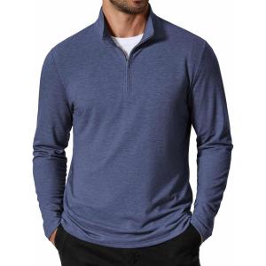 imageCOOFANDY Mens Quarter Zip Pullover Sweatshirt Mock Neck Golf Shirts Casual Long Sleeve ShirtNavy Blue