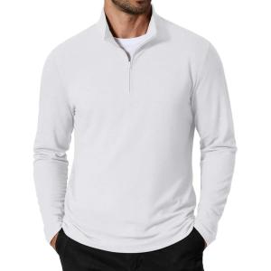imageCOOFANDY Mens Quarter Zip Pullover Sweatshirt Mock Neck Golf Shirts Casual Long Sleeve ShirtWhite